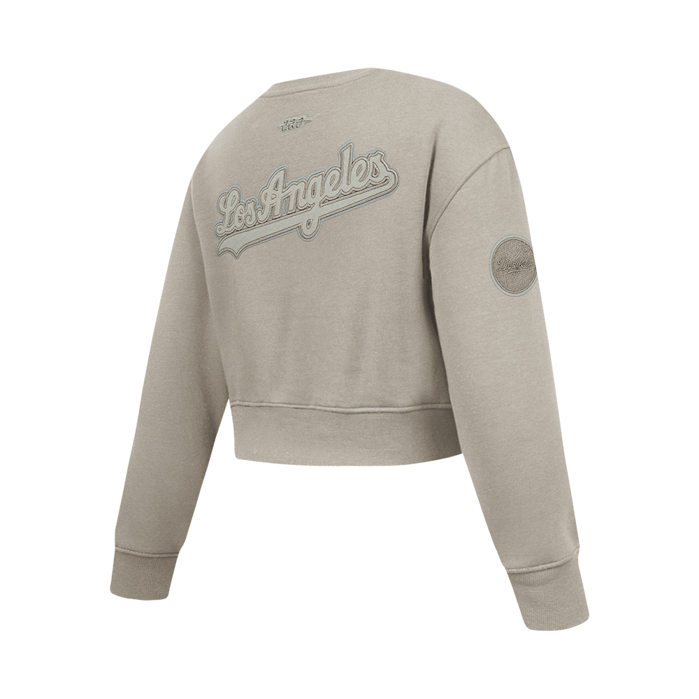 MLB LOS ANGELES DODGERS NEUTRAL BIG GIRL'S  FLEECE CREWNECK (TAUPE)