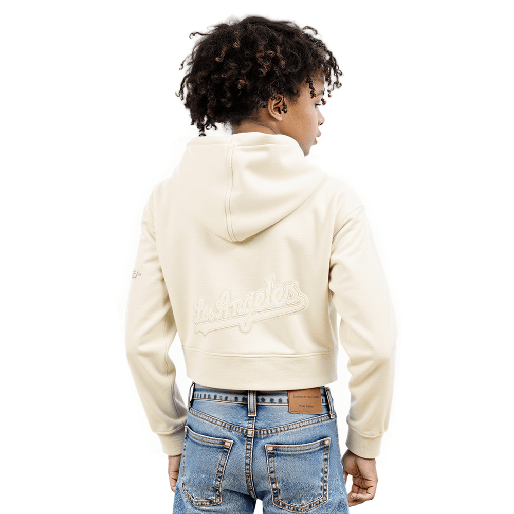 MLB LOS ANGELES DODGERS NEUTRAL BIG GIRL'S  FLEECE PO HOODIE (EGGSHELL)