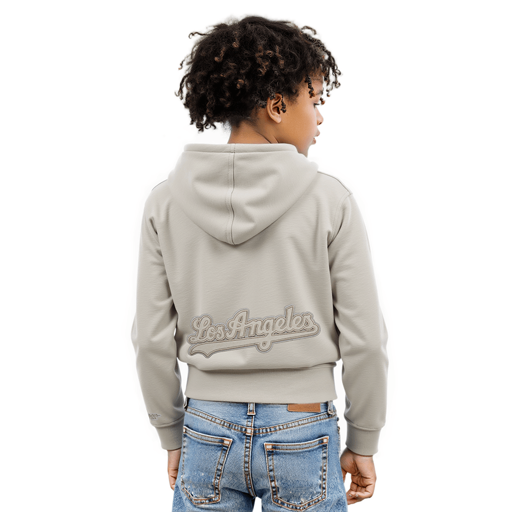 MLB LOS ANGELES DODGERS NEUTRAL BIG GIRL'S  FLEECE PO HOODIE (TAUPE)