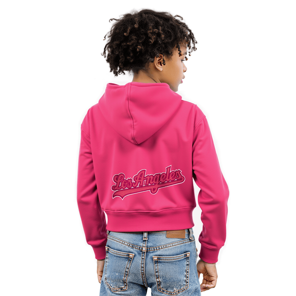 MLB LOS ANGELES DODGERS CLASSIC TRIPLE PINK BIG GIRL'S  FLEECE PO HOODIE (BEETROOT PURPLE)