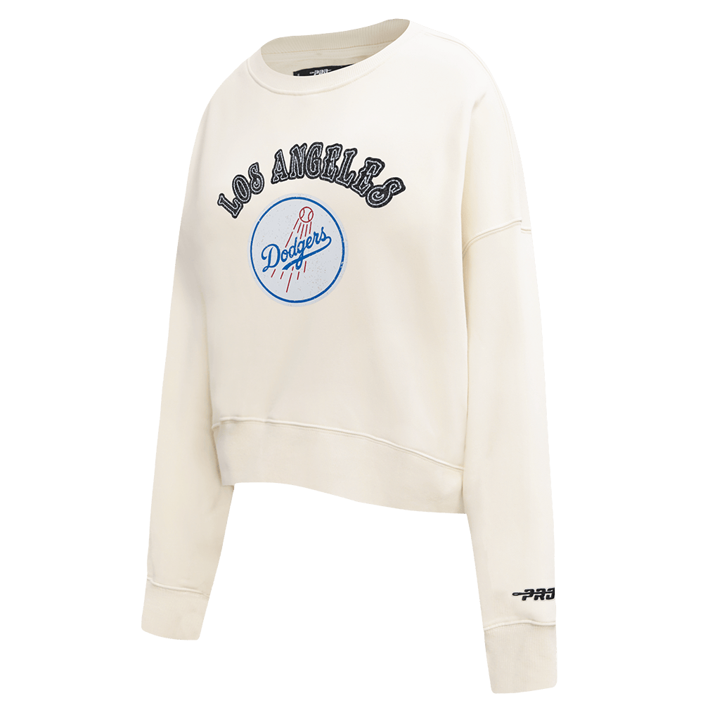 MLB LOS ANGELES DODGERS REBEL ATHLETICS WOMEN'S FLC CREWNECK (EGGSHELL)