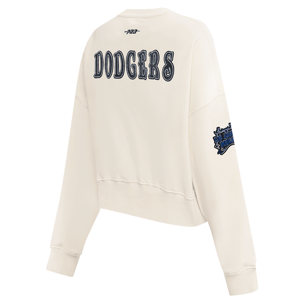 MLB LOS ANGELES DODGERS REBEL ATHLETICS WOMEN'S FLC CREWNECK (EGGSHELL)