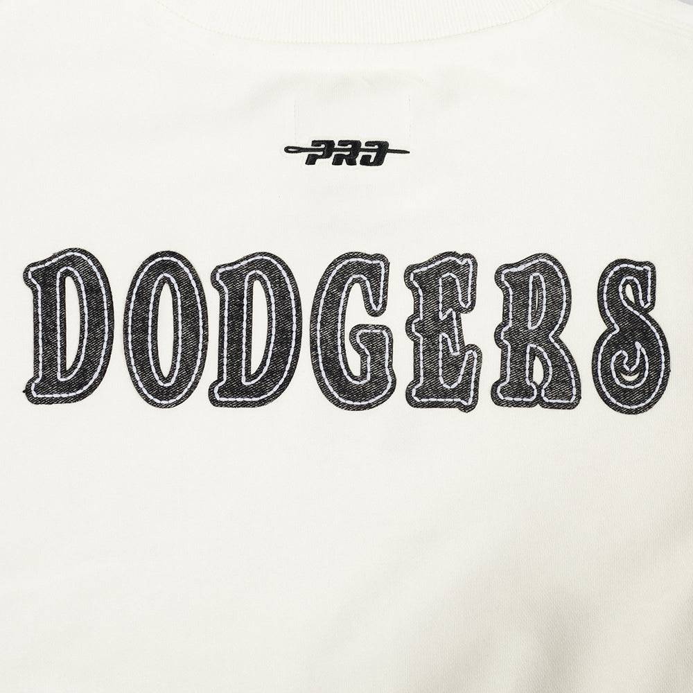 MLB LOS ANGELES DODGERS REBEL ATHLETICS WOMEN'S FLC CREWNECK (EGGSHELL)