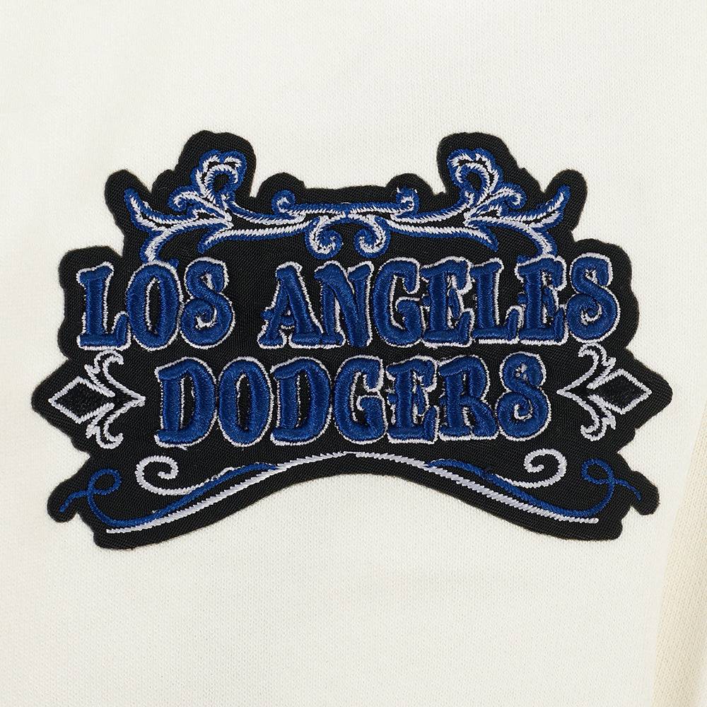 MLB LOS ANGELES DODGERS REBEL ATHLETICS WOMEN'S FLC CREWNECK (EGGSHELL)