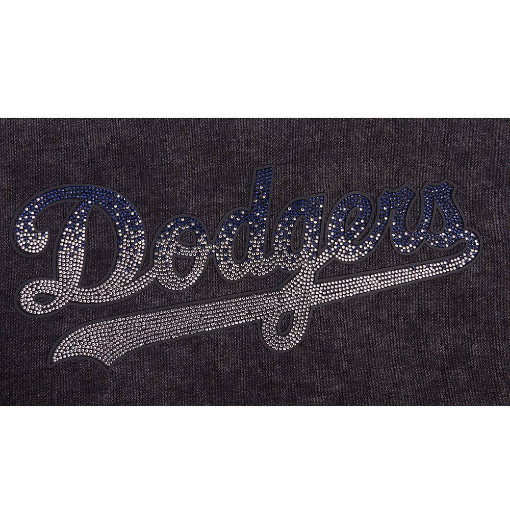 MLB LOS ANGELES DODGERS WASHED JEWELS WOMEN'S CREWNECK (WASHED BLACK)