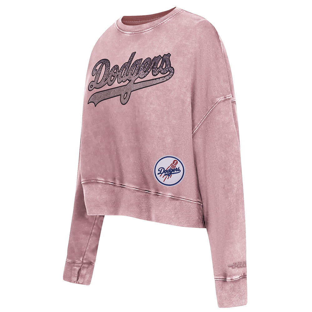MLB LOS ANGELES DODGERS WASHED JEWELS CAMISETA DE CUELLO REDONDO PARA MUJER (MALVA DESTONADA)