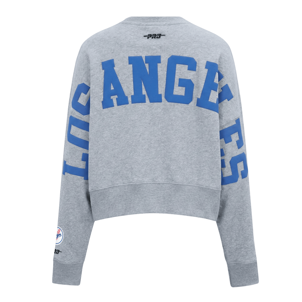 SUÉTER DE CUELLO REDONDO FLC WINGSPAN PARA MUJER MLB LOS ANGELES DODGERS (GRIS OSCURO MELANGE)