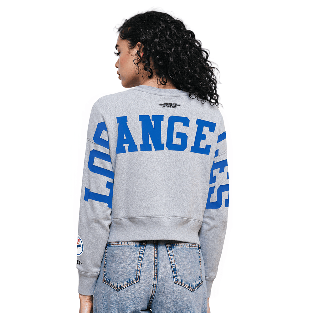 SUÉTER DE CUELLO REDONDO FLC WINGSPAN PARA MUJER MLB LOS ANGELES DODGERS (GRIS OSCURO MELANGE)