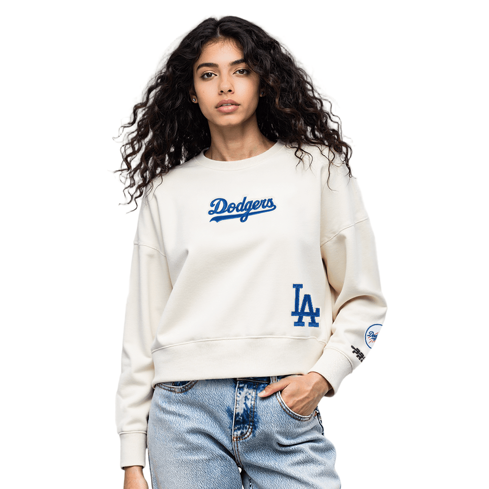 MLB LOS ANGELES DODGERS WINGSPAN WOMEN'S FLC CREWNECK (EGGSHELL)