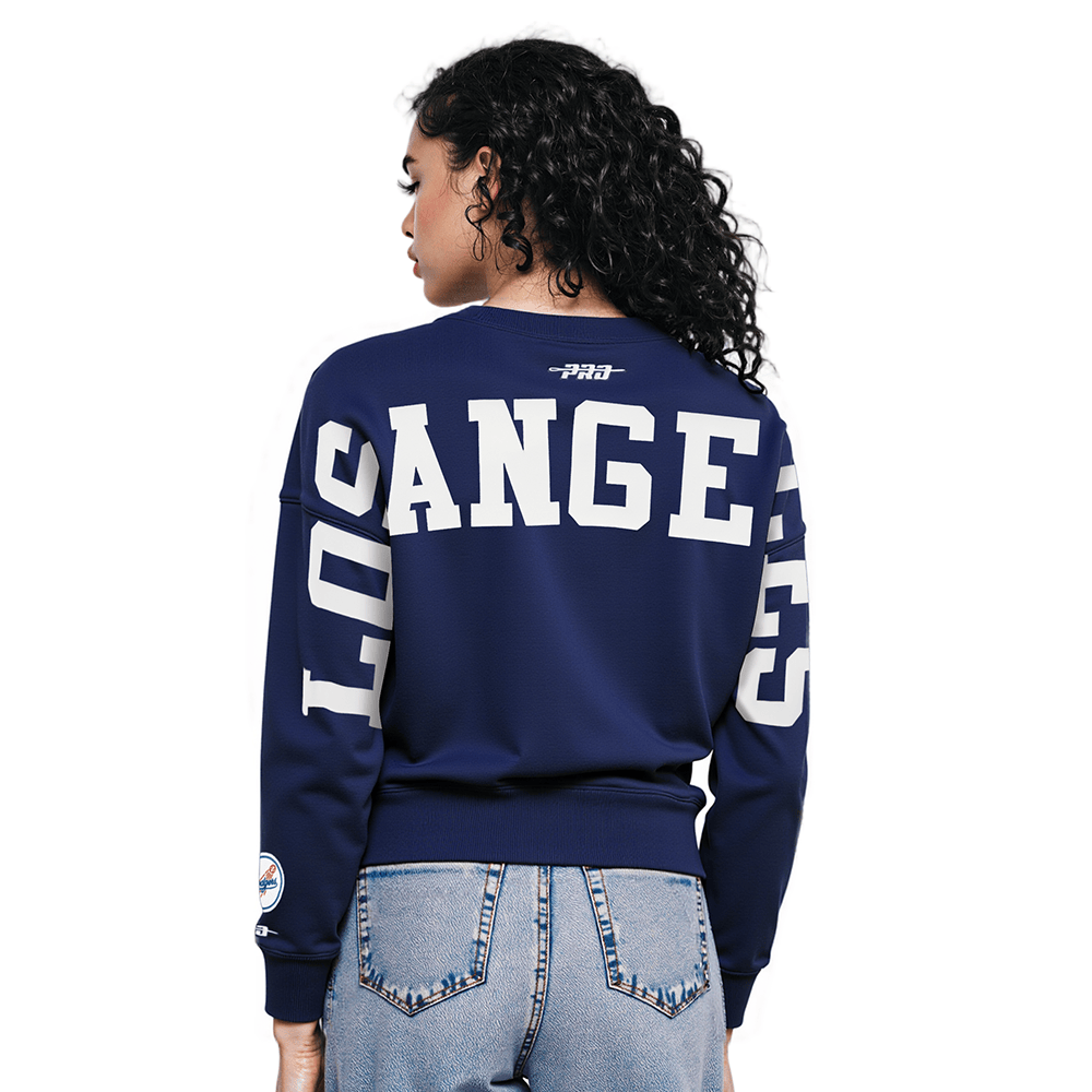 MLB LOS ANGELES DODGERS WINGSPAN WOMEN'S FLC CREWNECK (MIDNIGHT NAVY)