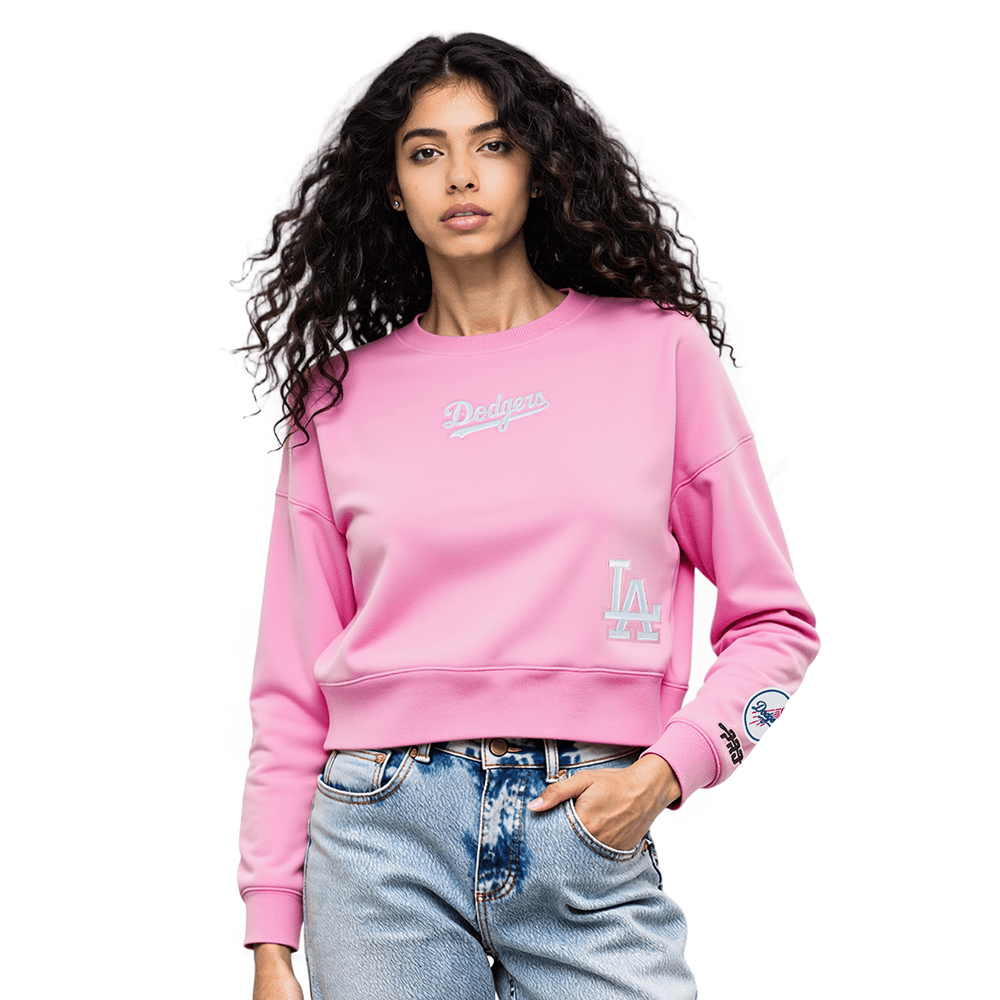 MLB LOS ANGELES DODGERS WINGSPAN WOMEN'S FLC CREWNECK (PINK)