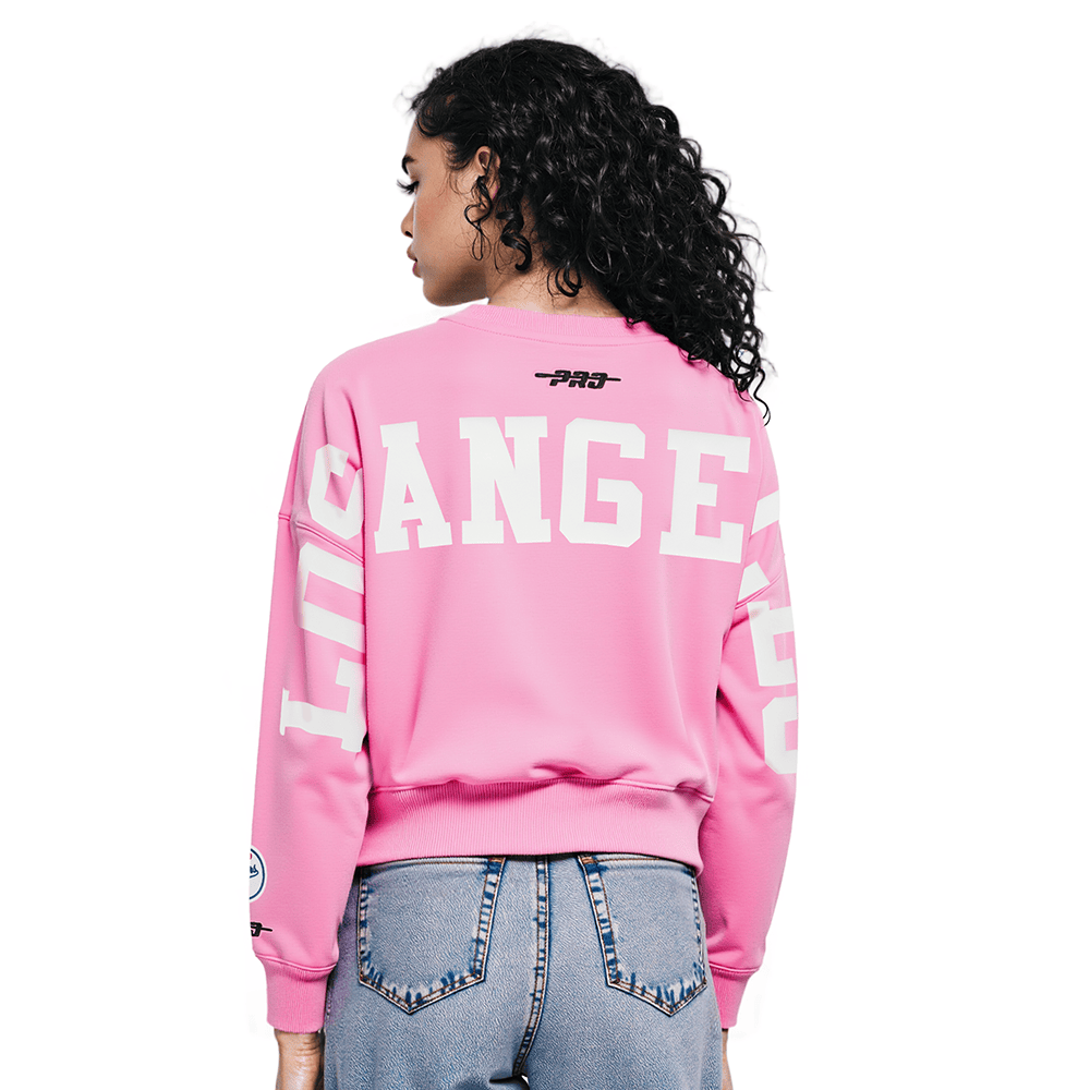 MLB LOS ANGELES DODGERS WINGSPAN WOMEN'S FLC CREWNECK (PINK)