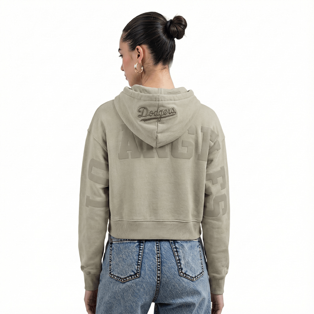 MLB LOS ANGELES DODGERS WINGSPAN WOMEN'S FLC CROPPED PO HOODIE (TAUPE)