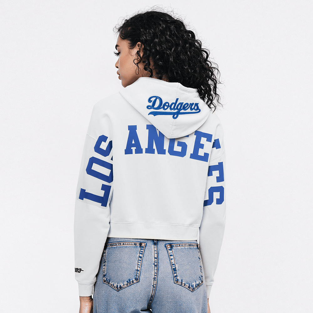 MLB LOS ANGELES DODGERS WINGSPAN WOMEN'S FLC CROPPED PO HOODIE (WHITE)