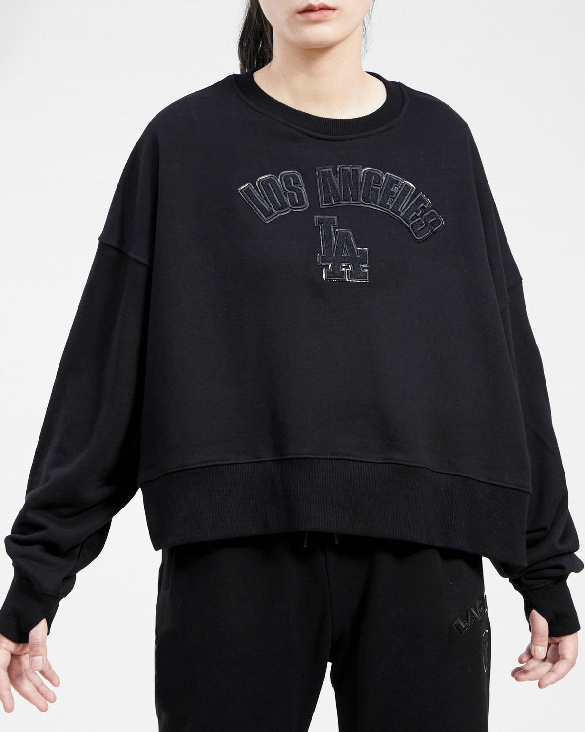 MLB LOS ANGELES DODGERS TRIPLE BLACK WOMEN'S CREWNECK (TRIPLE BLACK)