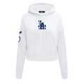 MLB LOS ANGELES DODGERS CLASSIC WOMEN'S CROPPED PULLOVER HOODIE (WHITE)
