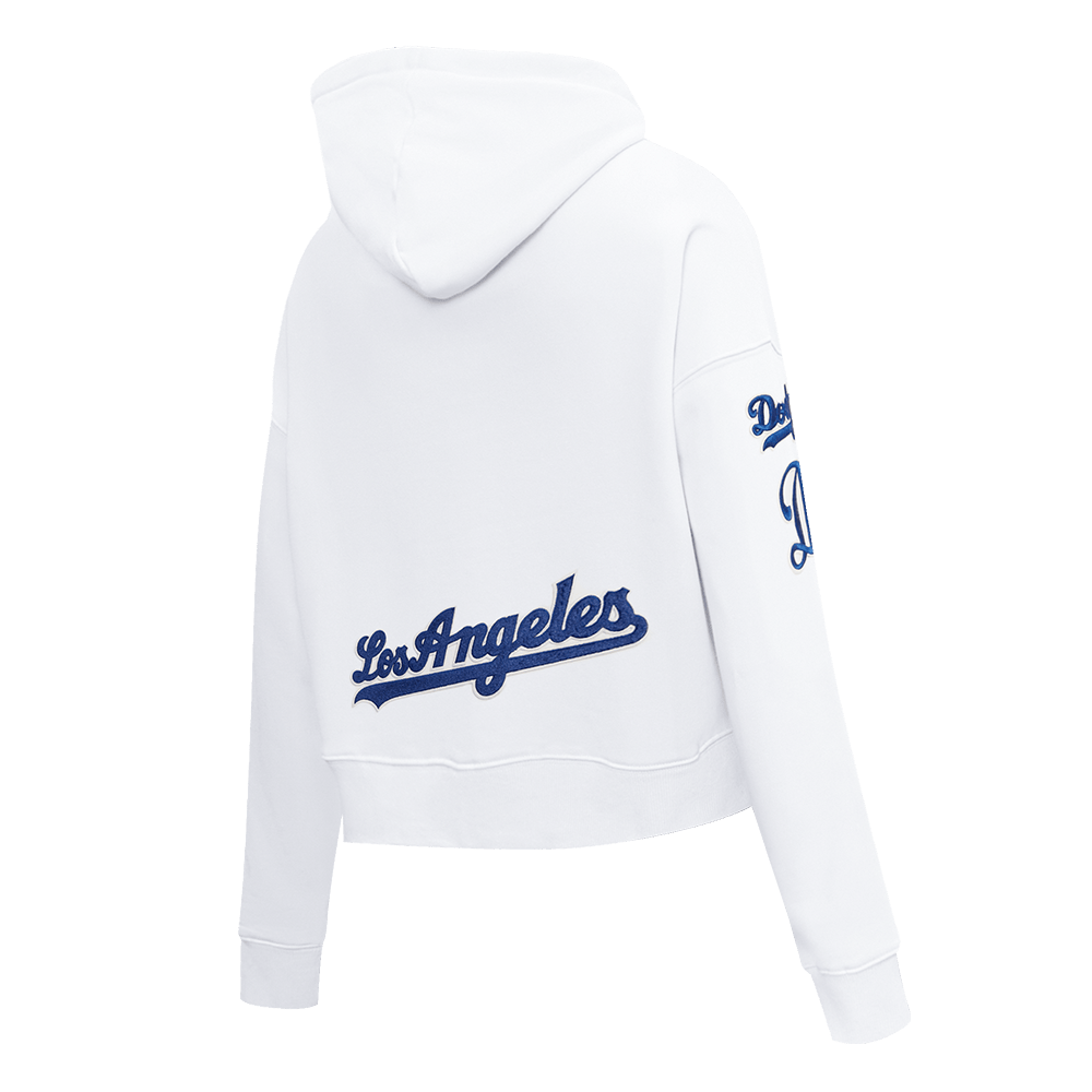 MLB LOS ANGELES DODGERS CLASSIC WOMEN'S CROPPED PULLOVER HOODIE (WHITE)