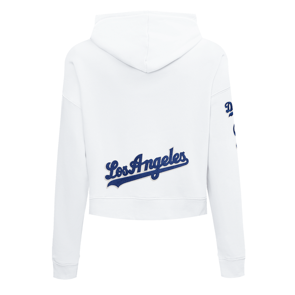 MLB LOS ANGELES DODGERS CLASSIC WOMEN'S CROPPED PULLOVER HOODIE (WHITE)