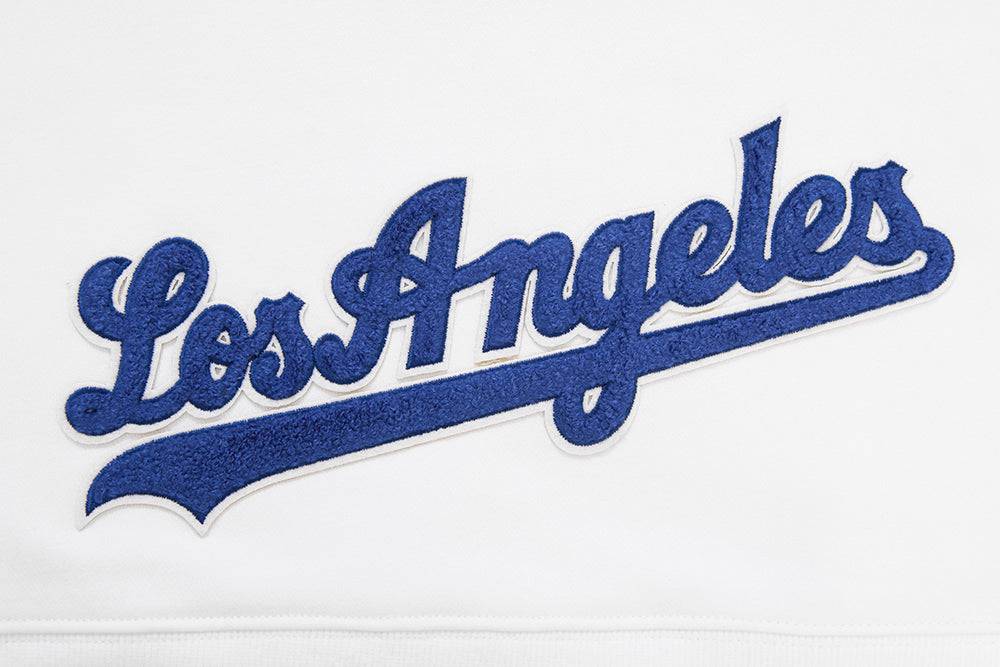 MLB LOS ANGELES DODGERS CLASSIC WOMEN'S CROPPED PULLOVER HOODIE (WHITE)