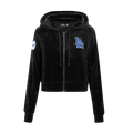 MLB LOS ANGELES DODGERS CLASSIC WOMEN'S VELOUR FULL ZIP PULLOVER HOODIE (BLACK)
