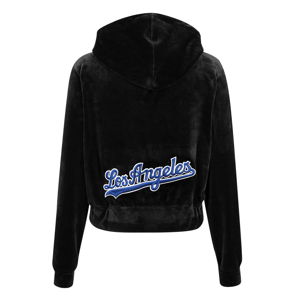 MLB LOS ANGELES DODGERS CLASSIC WOMEN'S VELOUR FULL ZIP PULLOVER HOODIE (BLACK)