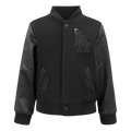 MLB LOS ANGELES DODGERS TRIPLE BLACK LITTLE BOYS WOOL VARSITY JACKET (JET BLACK)
