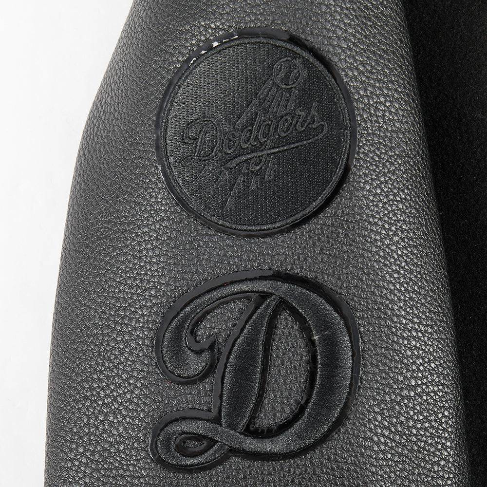 MLB LOS ANGELES DODGERS TRIPLE BLACK LITTLE BOYS WOOL VARSITY JACKET (JET BLACK)
