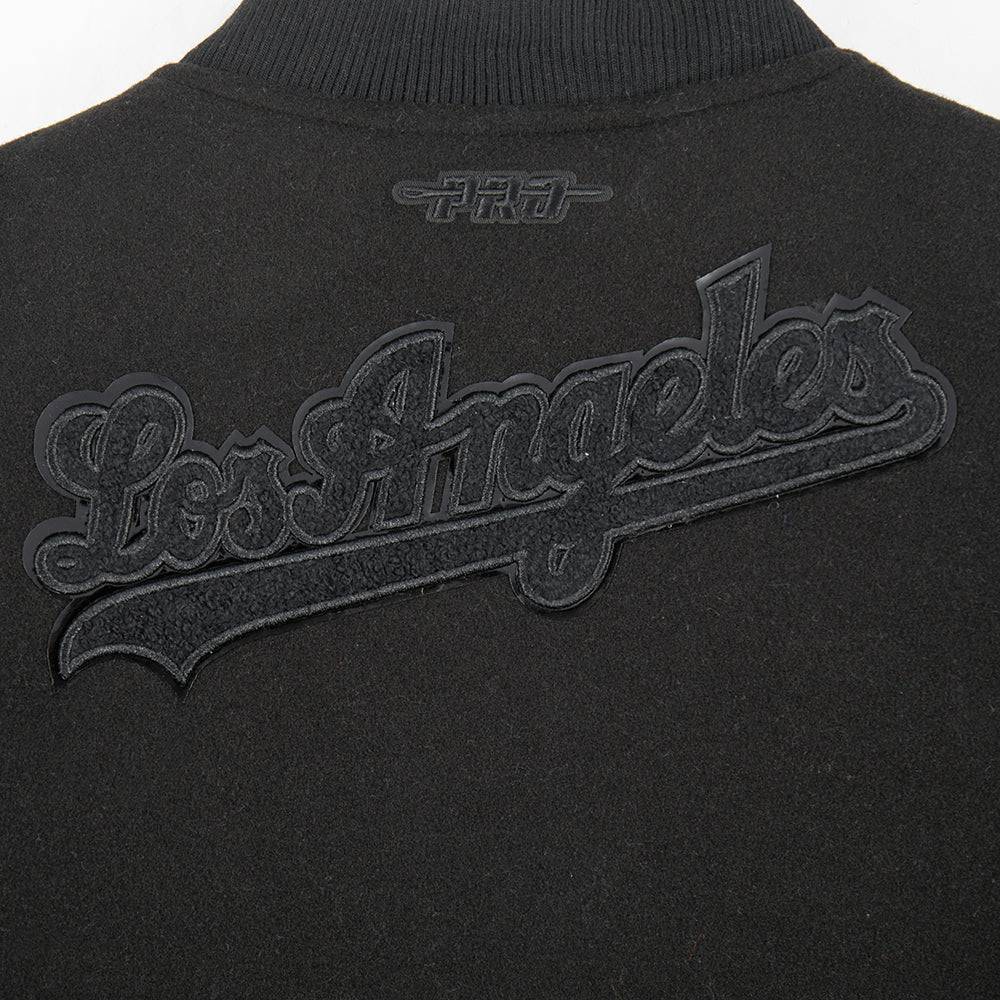 MLB LOS ANGELES DODGERS TRIPLE BLACK LITTLE BOYS WOOL VARSITY JACKET (JET BLACK)