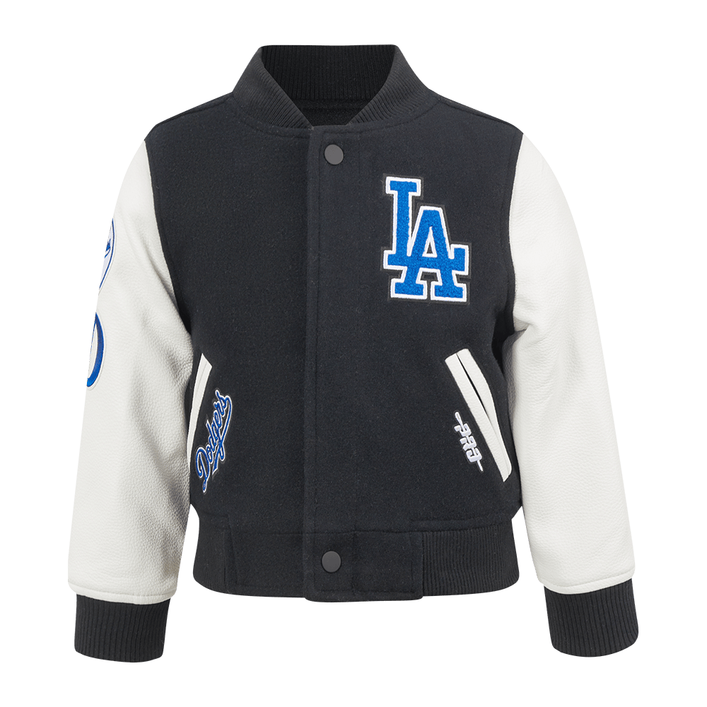 MLB LOS ANGELES DODGERS CLASSIC TODDLER BOYS WOOL VARSITY JACKET (BLACK/WHITE)