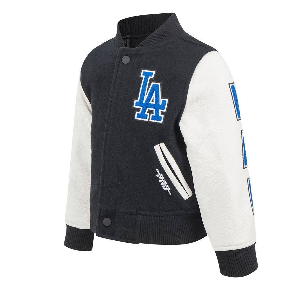 MLB LOS ANGELES DODGERS CLASSIC TODDLER BOYS WOOL VARSITY JACKET (BLACK/WHITE)