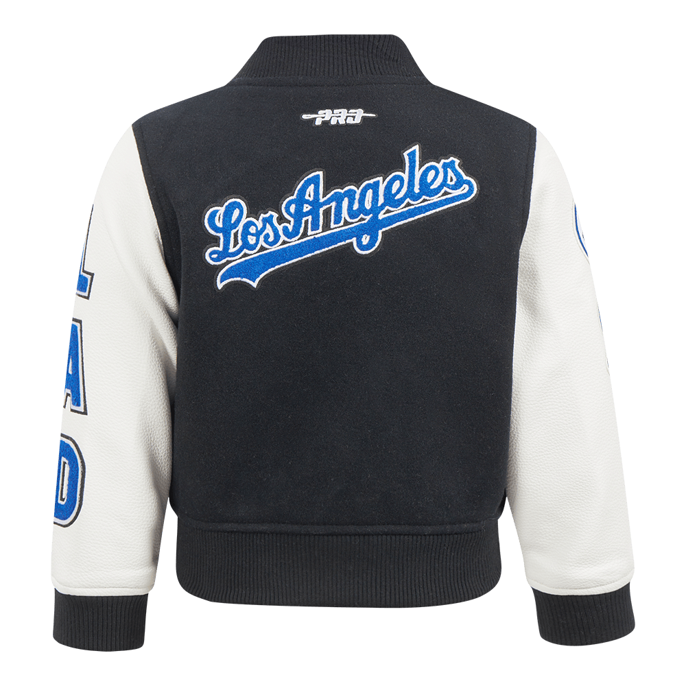 MLB LOS ANGELES DODGERS CLASSIC TODDLER BOYS WOOL VARSITY JACKET (BLACK/WHITE)