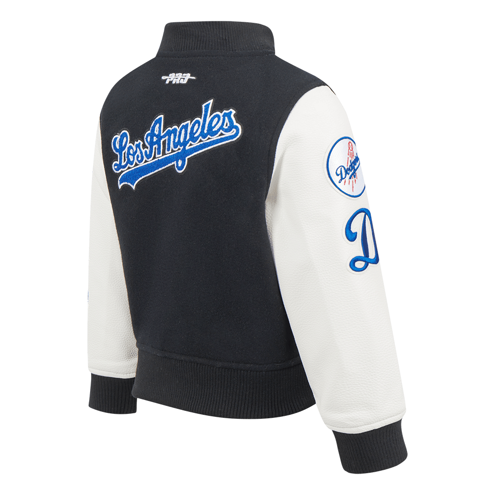 MLB LOS ANGELES DODGERS CLASSIC TODDLER BOYS WOOL VARSITY JACKET (BLACK/WHITE)