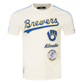 MLB MILWAUKEE BREWERS RETRO CLASSIC MEN'S STRIPED TOP (EGGSHELL/ UNIVERSITY BLUE)