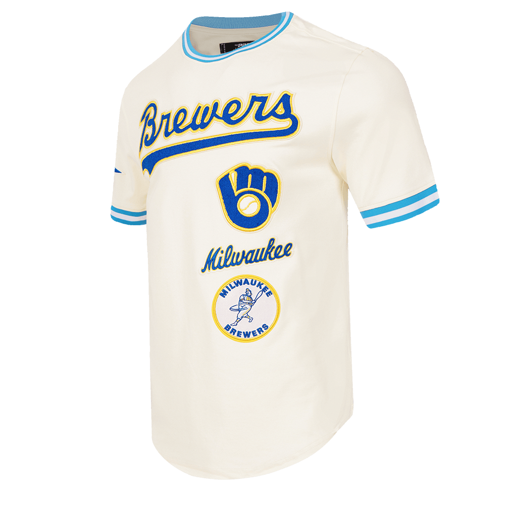 MLB MILWAUKEE BREWERS RETRO CLASSIC MEN'S TOP (EGGSHELL/ UNIVERSITY BLUE)