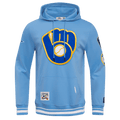 MLB MILWAUKEE BREWERS RETRO CLASSIC MEN'S PULLOVER HOODIE (UNIVERSITY BLUE)