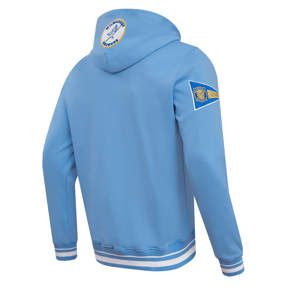 MLB MILWAUKEE BREWERS RETRO CLASSIC MEN'S PULLOVER HOODIE (UNIVERSITY BLUE)