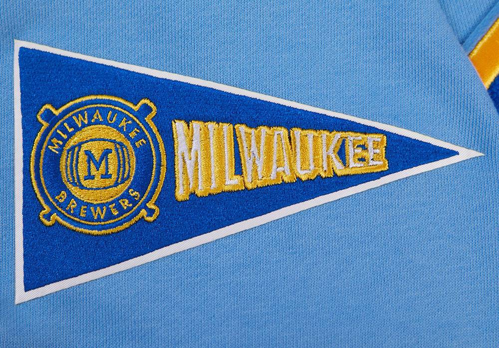 MLB MILWAUKEE BREWERS RETRO CLASSIC MEN'S PULLOVER HOODIE (UNIVERSITY BLUE)