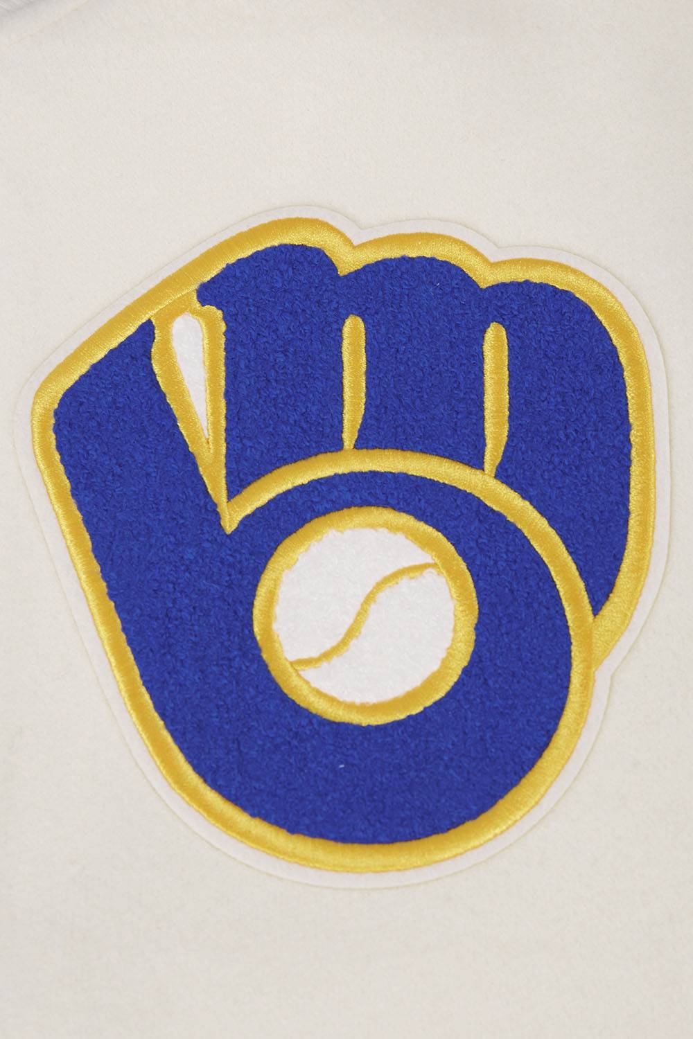 MLB MILWAUKEE BREWERS RETRO CLASSIC MEN'S RIB WOOL VARSITY JACKET (EGGSHELL/UNIVERSAL BLUE)