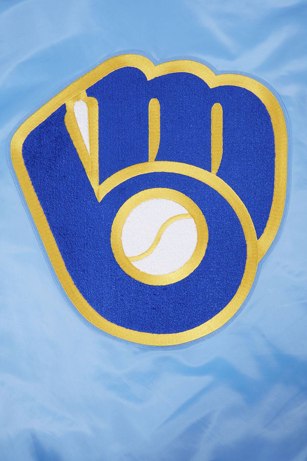 MLB MILWAUKEE BREWERS RETRO CLASSIC MEN'S RIB SATIN JACKET (UNIVERSITY BLUE)