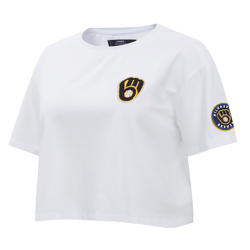 MLB MILWAUKEE BREWERS CLASSIC WOMEN'S BOXY TOP (WHITE)