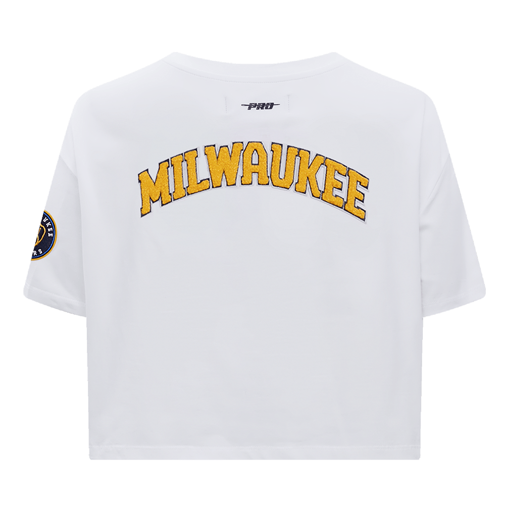 MLB MILWAUKEE BREWERS CLASSIC WOMEN'S BOXY TOP (WHITE)