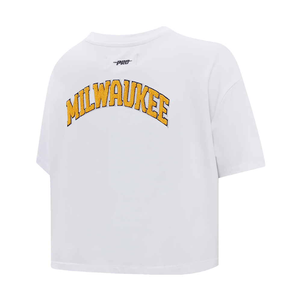 MLB MILWAUKEE BREWERS CLASSIC WOMEN'S BOXY TOP (WHITE)