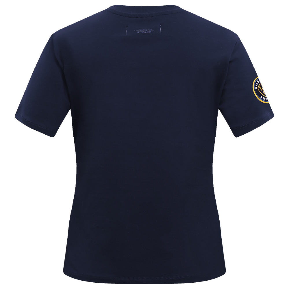 MLB MILWAUKEE BREWERS CLASSIC SHORT SLEEVE WOMEN'S SINGLE JERSEY SLIM FIT TOP (MIDNIGHT NAVY)