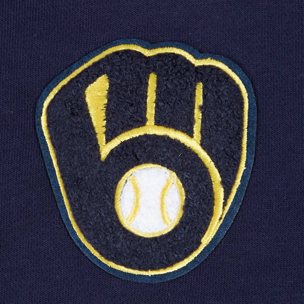 MLB MILWAUKEE BREWERS CLASSIC WOMEN'S CROPPED PULLOVER HOODIE (MIDNIGHT NAVY)