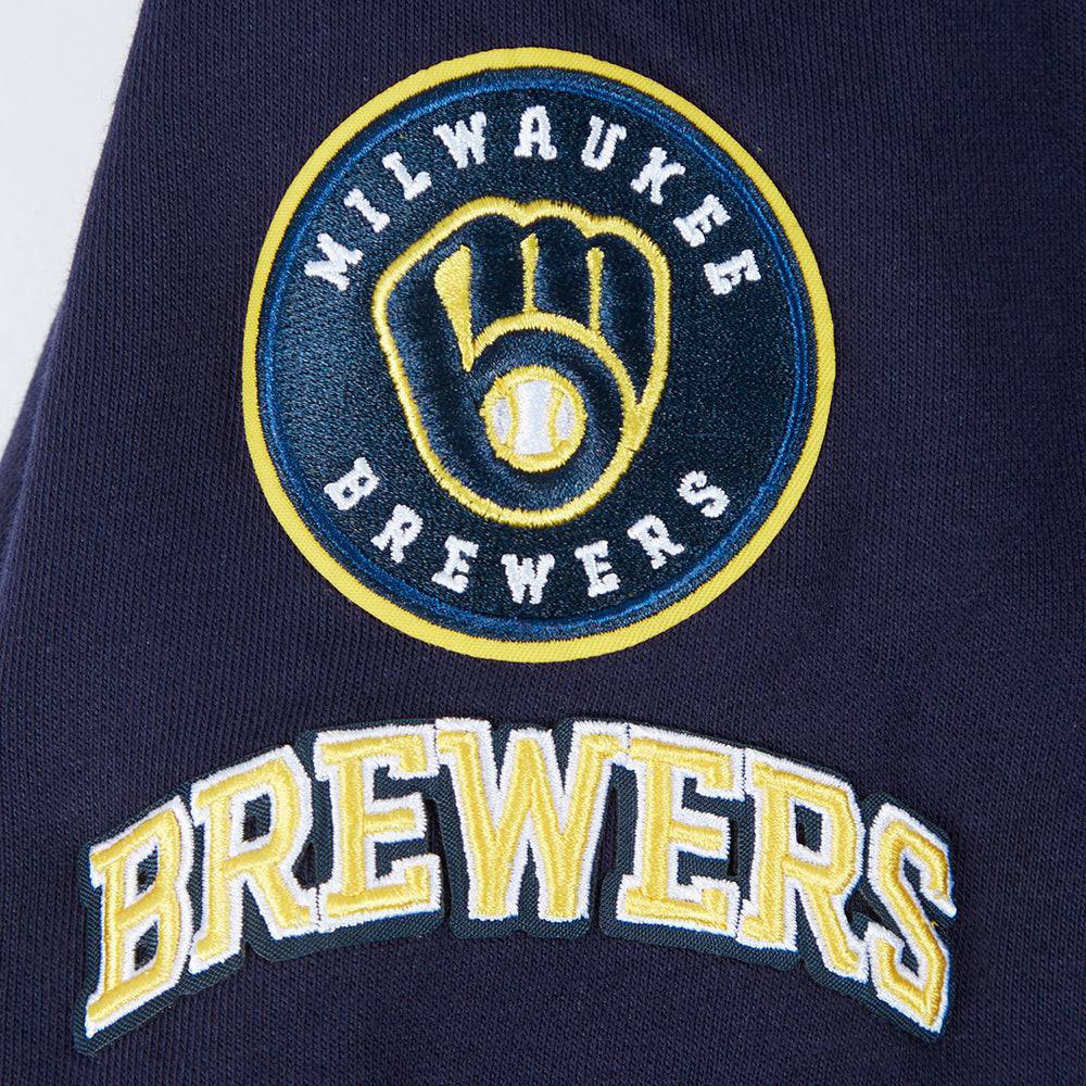 MLB MILWAUKEE BREWERS CLASSIC WOMEN'S CROPPED PULLOVER HOODIE (MIDNIGHT NAVY)