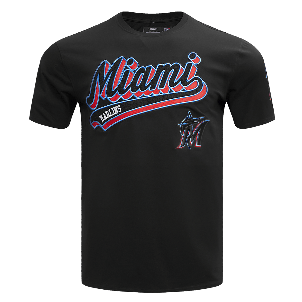 CAMISETAS MLB MIAMI MARLINS SCRIPT TAIL PARA HOMBRE (NEGRO)