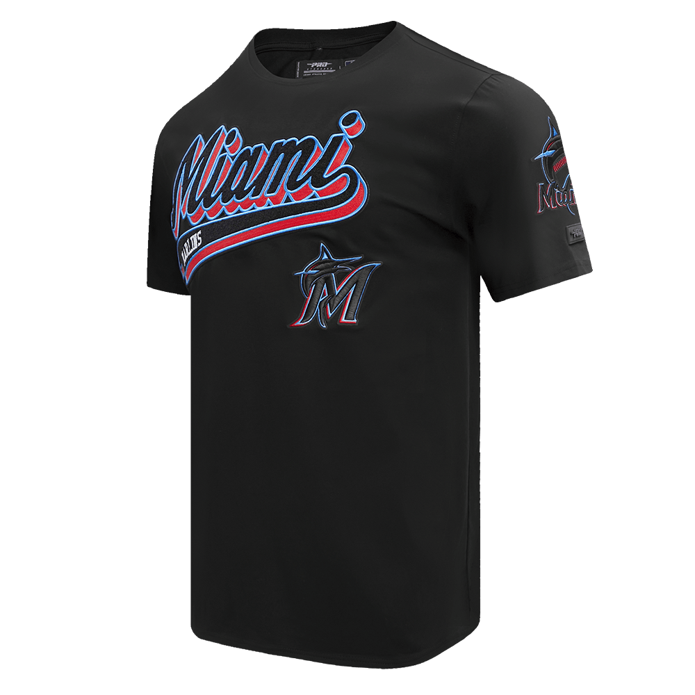 CAMISETAS MLB MIAMI MARLINS SCRIPT TAIL PARA HOMBRE (NEGRO)