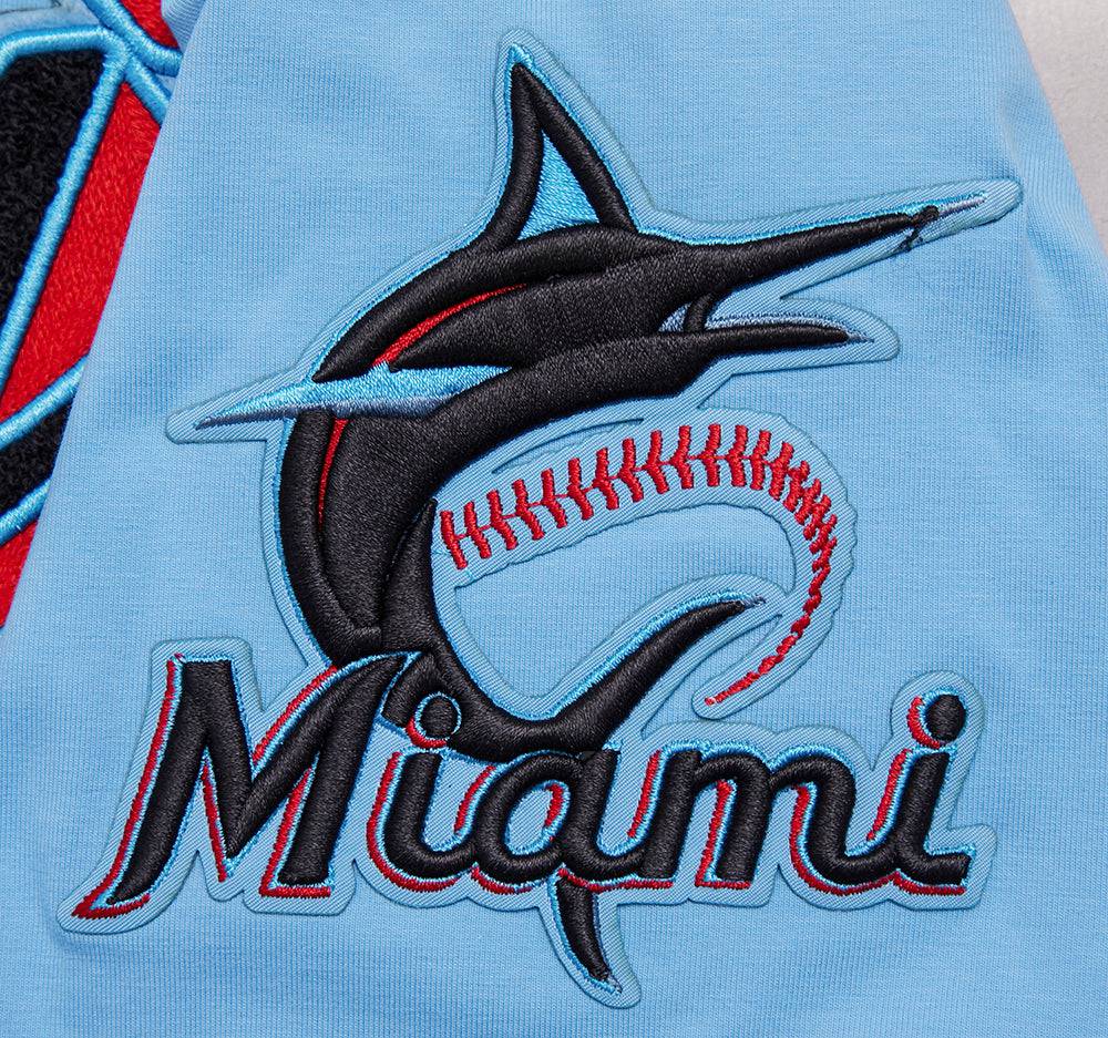 CAMISETAS DE HOMBRE MLB MIAMI MARLINS SCRIPT TAIL (AZUL UNIVERSITARIO)