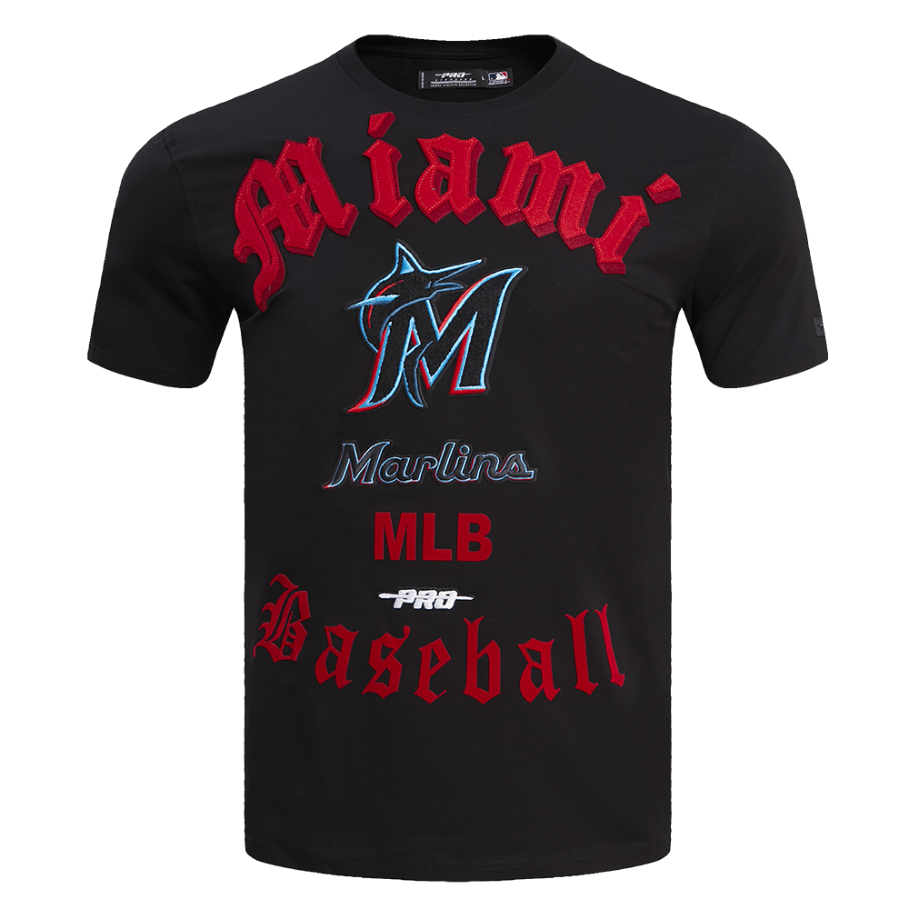 TOP DE HOMBRE MLB MIAMI MARLINS OLD ENGLISH (NEGRO)