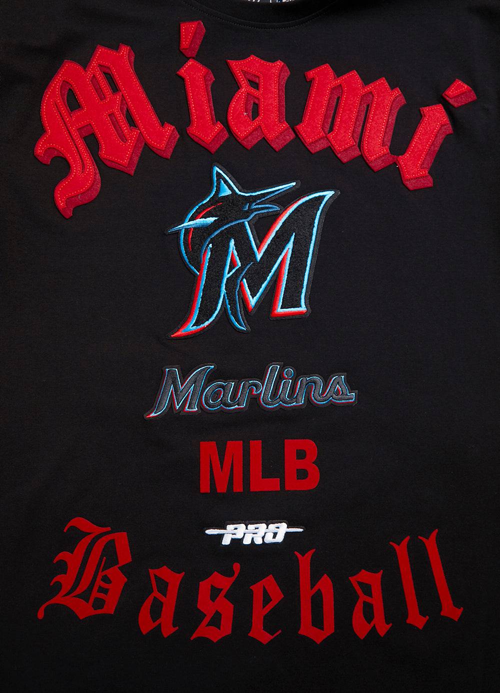 TOP DE HOMBRE MLB MIAMI MARLINS OLD ENGLISH (NEGRO)